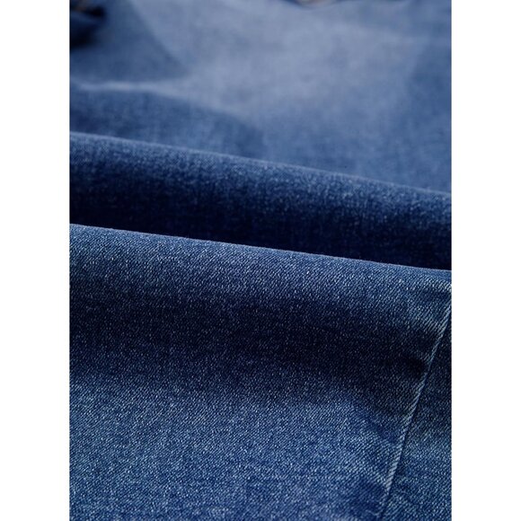 Women's High Waisted Wide Leg Capri Jeans Denim Raw Hem Side Seam Pants - Picture 9 of 9